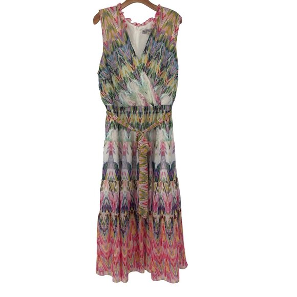 Danny & Nicole Womens maxi dress size 22w pattern chiffon Sleeveless lined plus - Picture 2 of 9